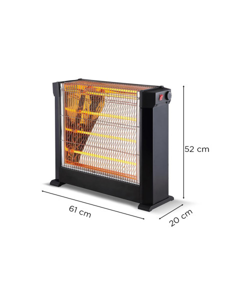 Estufa Cuarzo Eléctrica 4 Elementos Infrarrojos Potencia Regulable 2200W.