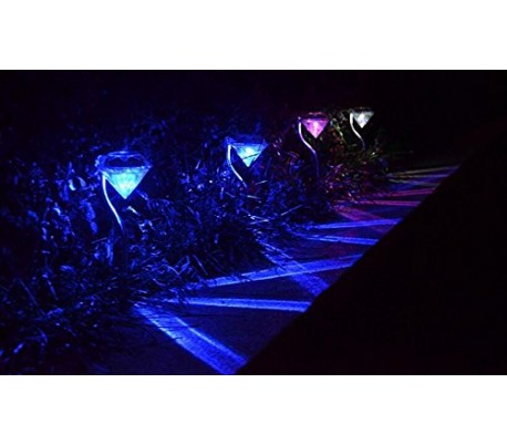 Lámpara LED RGB en forma de diamante para exteriores jardín funciona con carga solar