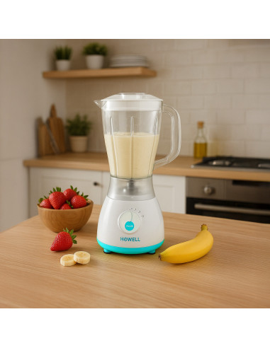 Licuadora HOWELL 350W, 1.5L, 4 Vel., Cuchillas...