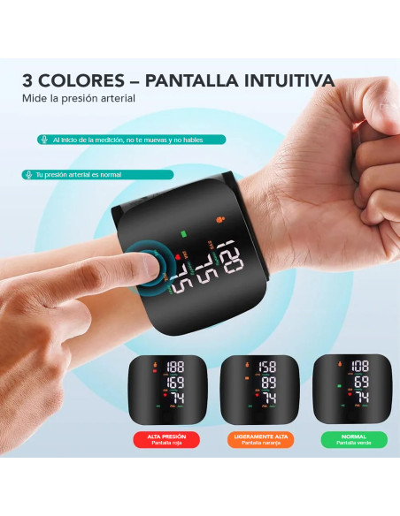 Esfigmomanómetro de Muñeca Electrónico: Presión y Pulso Automáticos