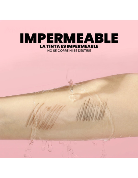 2X Lápiz de Cejas y Barba Microblading Impermeable, Efecto Natural