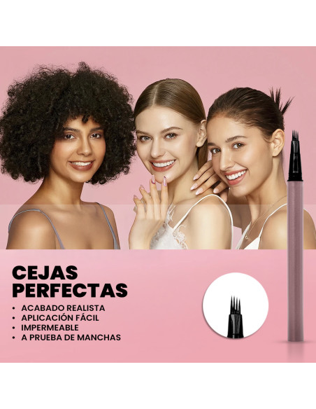 2X Lápiz de Cejas y Barba Microblading Impermeable, Efecto Natural