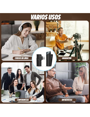 Micrófono inalámbrico Type-C, 6 horas de...