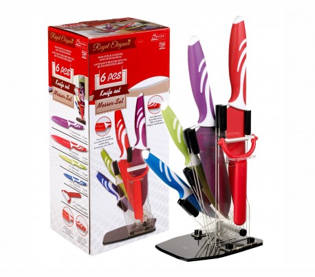 00105 Set de cuchillos antibacteriano cerámica Set 5 PC con expositor