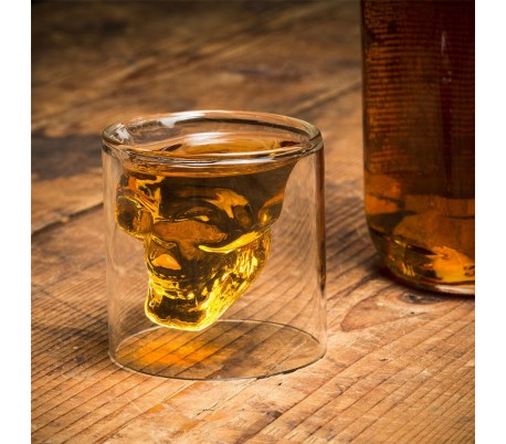 Kit de 2 tazas para beber hecho de vidrio borosilicato forma Calabera