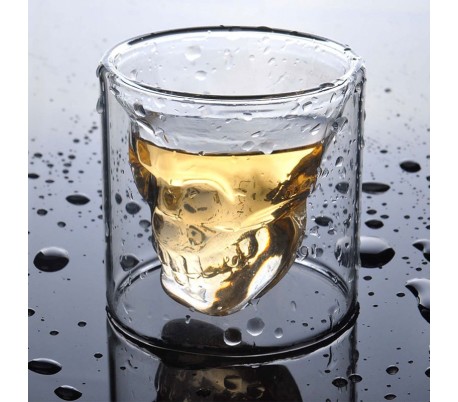 Kit de 2 tazas para beber hecho de vidrio borosilicato forma Calabera