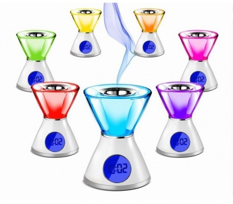 CLESSIDRA Difusor RGB de esencias y aromas para cromoterapia + reloj y fecha 