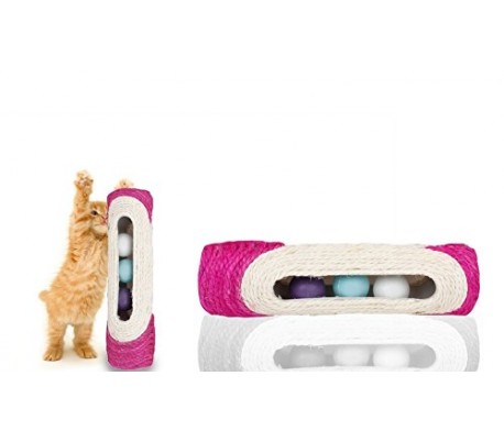  Juguete de sisal para gatos con pelotas sonoras en el interior (29 x 7,5 cm)