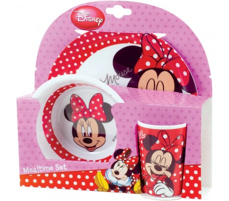 123183A Vajilla infantil de melamina con motivo de MINNIE MOUSE (Kit de 3 piezas)