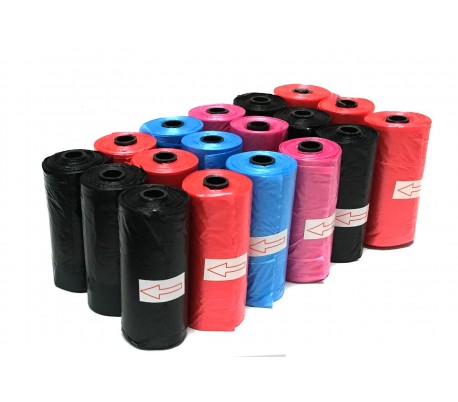 Pack de 24 rollos para recoger las heces del perro (colores surtido)