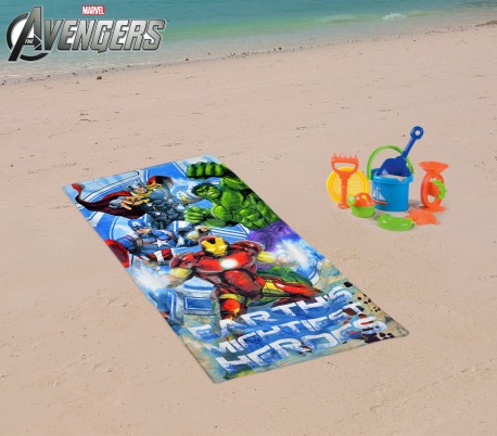  MV92260 Toalla infantil de playa con motivo de LOS VENGADORES (70 x 140 cm / 100% algodón)