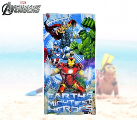  MV92260 Toalla infantil de playa con motivo de LOS VENGADORES (70 x 140 cm / 100% algodón)