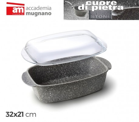 CPRST32 Bandeja para asar comidas 32 x 21 cm (incluye tapa de vidrio) 