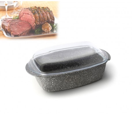 CPRST32 Bandeja para asar comidas 32 x 21 cm (incluye tapa de vidrio) 