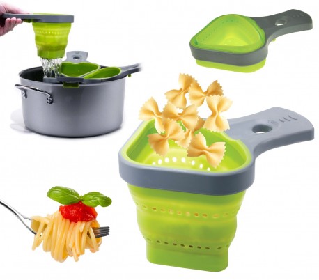 703419 Set de 2 coladores de silicona plegables para pasta (color verde)
