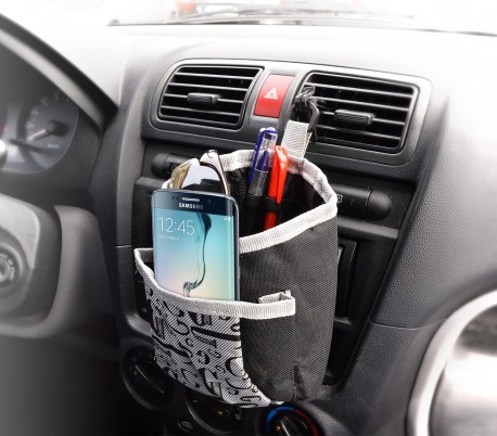 72676 Organizador coche con dos bolsillos de gancho y sostenedor relleno