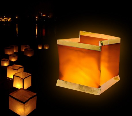 747012 Pack de 5 linternas de cielo en forma CUADRADA (velas incluidas)