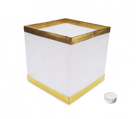 747012 Pack de 5 linternas de cielo en forma CUADRADA (velas incluidas)