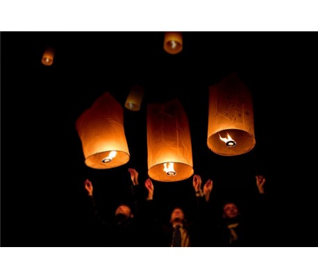 747006 Pack de 5 linternas de cielo de forma RECTANGULAR apta para exterioi