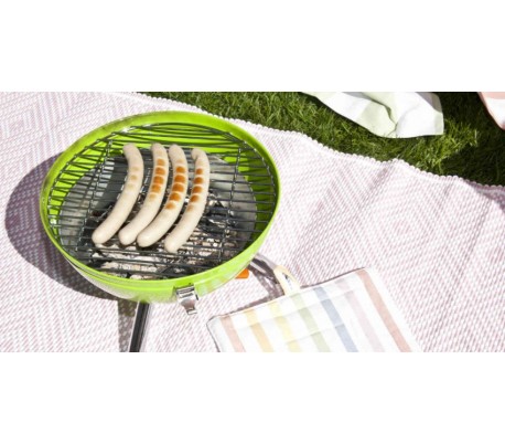 22659 Barbacoa portátil 30x46 cm BBQ COLLECTION con tapa y agujeros pa