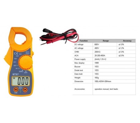 Tester digital, mt87 pinza digitales
