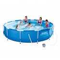 56416 Piscina redonda de suelo estructural con motor Bestway 366 x 76 cm 