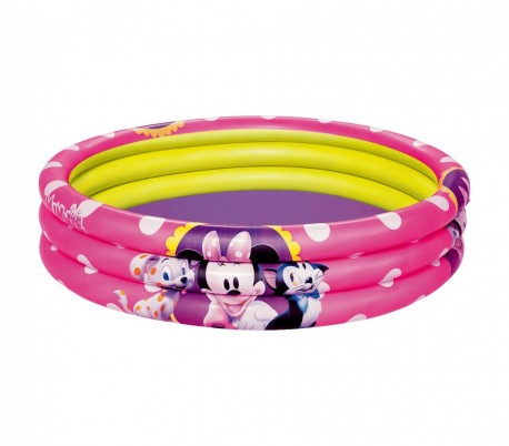 91066 Piscina inflable Minnie 152 x 30 cm tres anillos de color rosa Bestway 