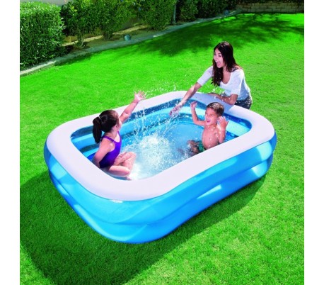 54005 Piscina rectangular inflable Bestway familia 2 anillos 201 x 150 x 51 cm 