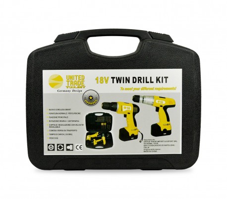 Juego de dos taladros inalámbricos en maletín de 18v 