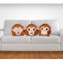 621048 Almohada de emoticono mono Ver-Oír-Callar emoji 30 cm de diametro 